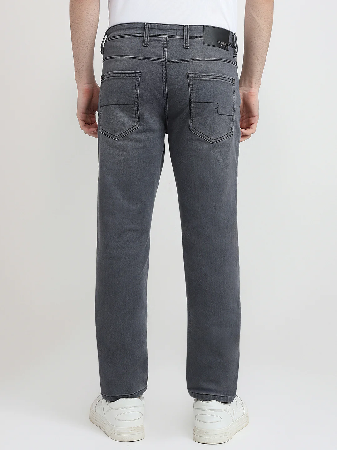 Raymond Men Grey Solid Slim Fit Cotton Blend Jeans - Image 4
