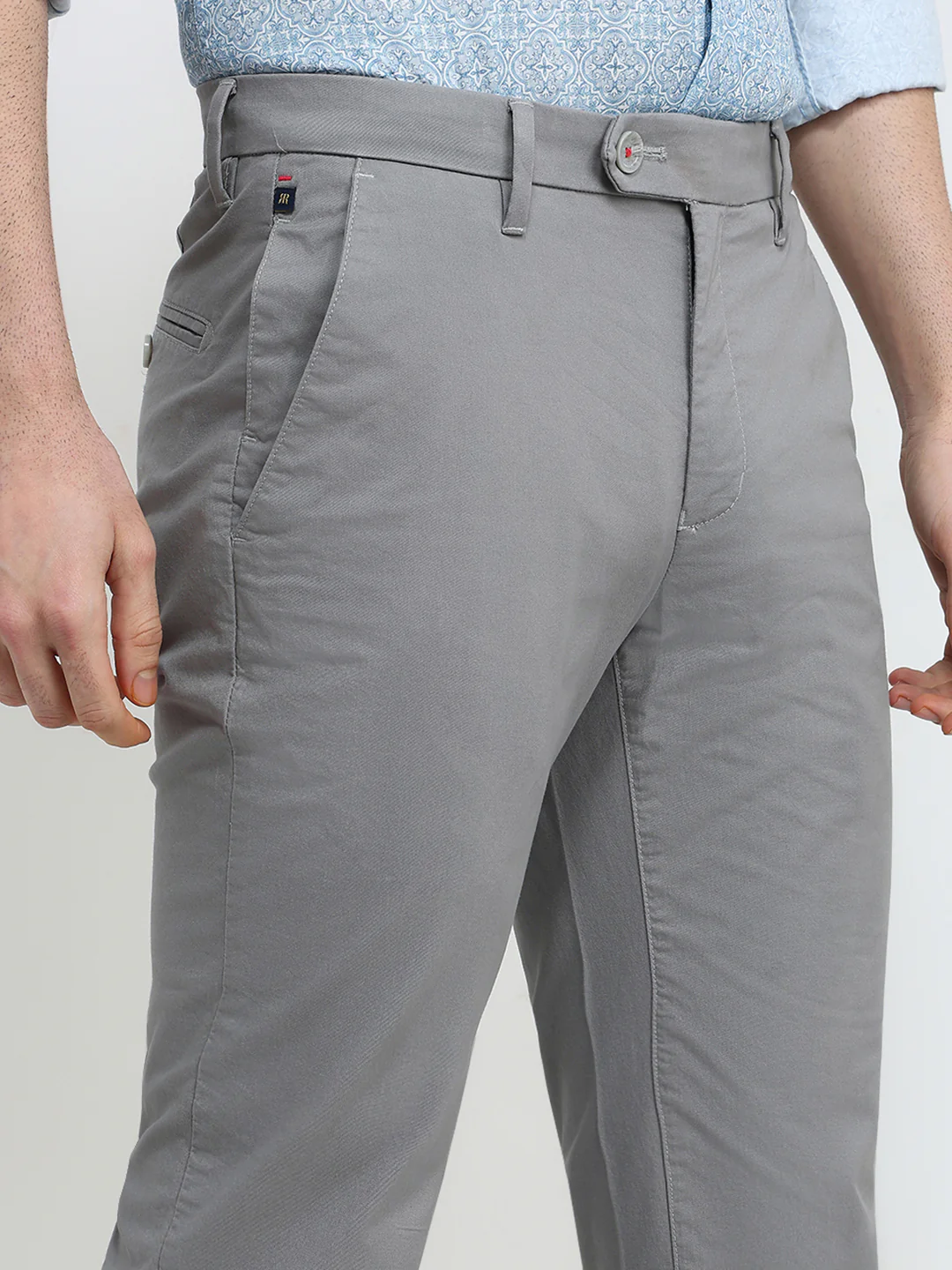 Raymond Men Grey Solid Slim Fit Cotton Blend Trouser - Image 6
