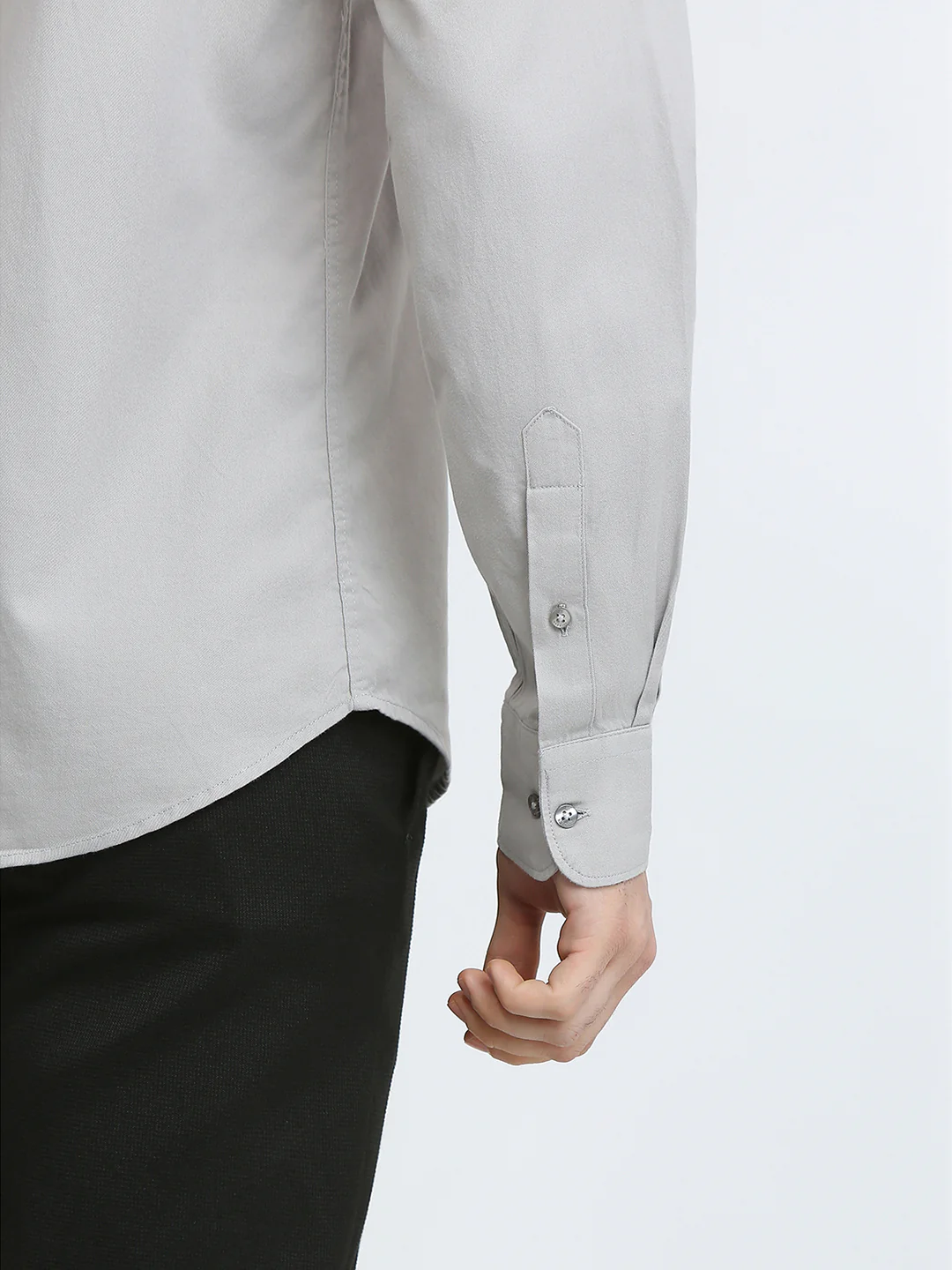 Raymond Men Grey Solid Slim Fit Cotton Casual Shirt - Image 7