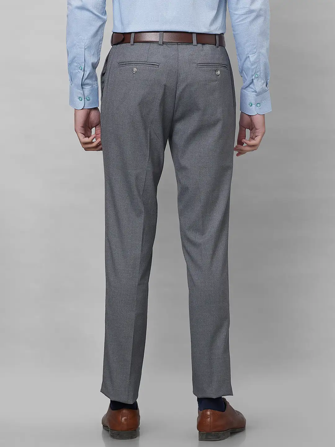 Raymond Men Grey Solid Slim Fit Polyester Blend Trouser - Image 4