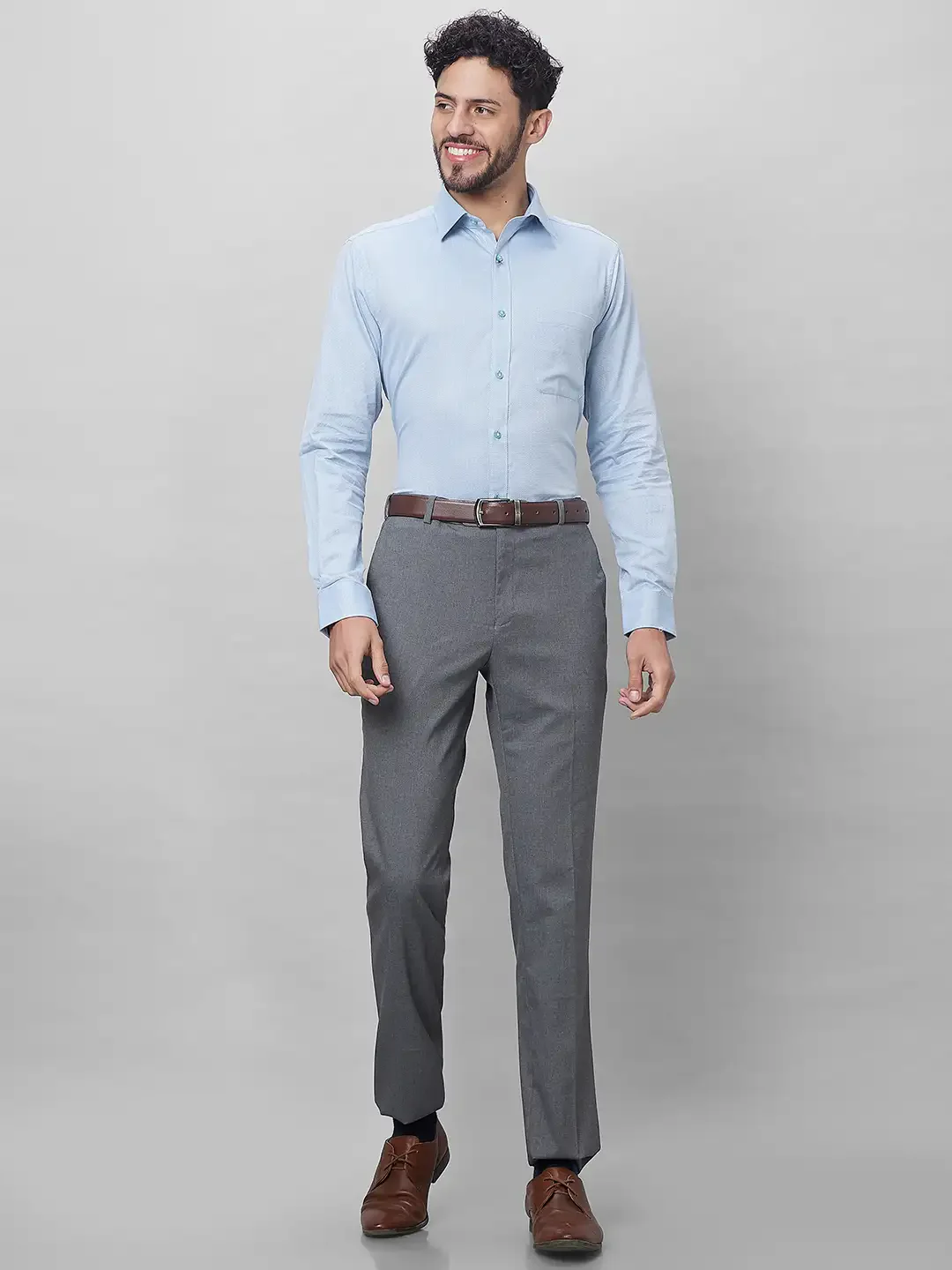 Raymond Men Grey Solid Slim Fit Polyester Blend Trouser - Image 5