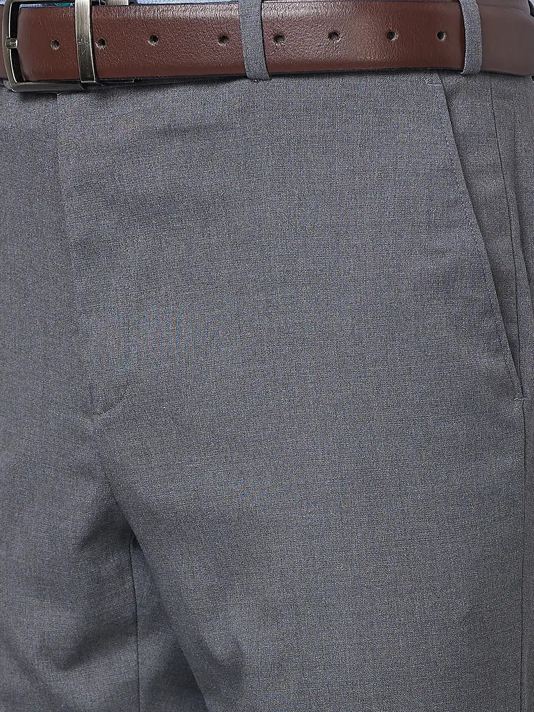 Raymond Men Grey Solid Slim Fit Polyester Blend Trouser - Image 6