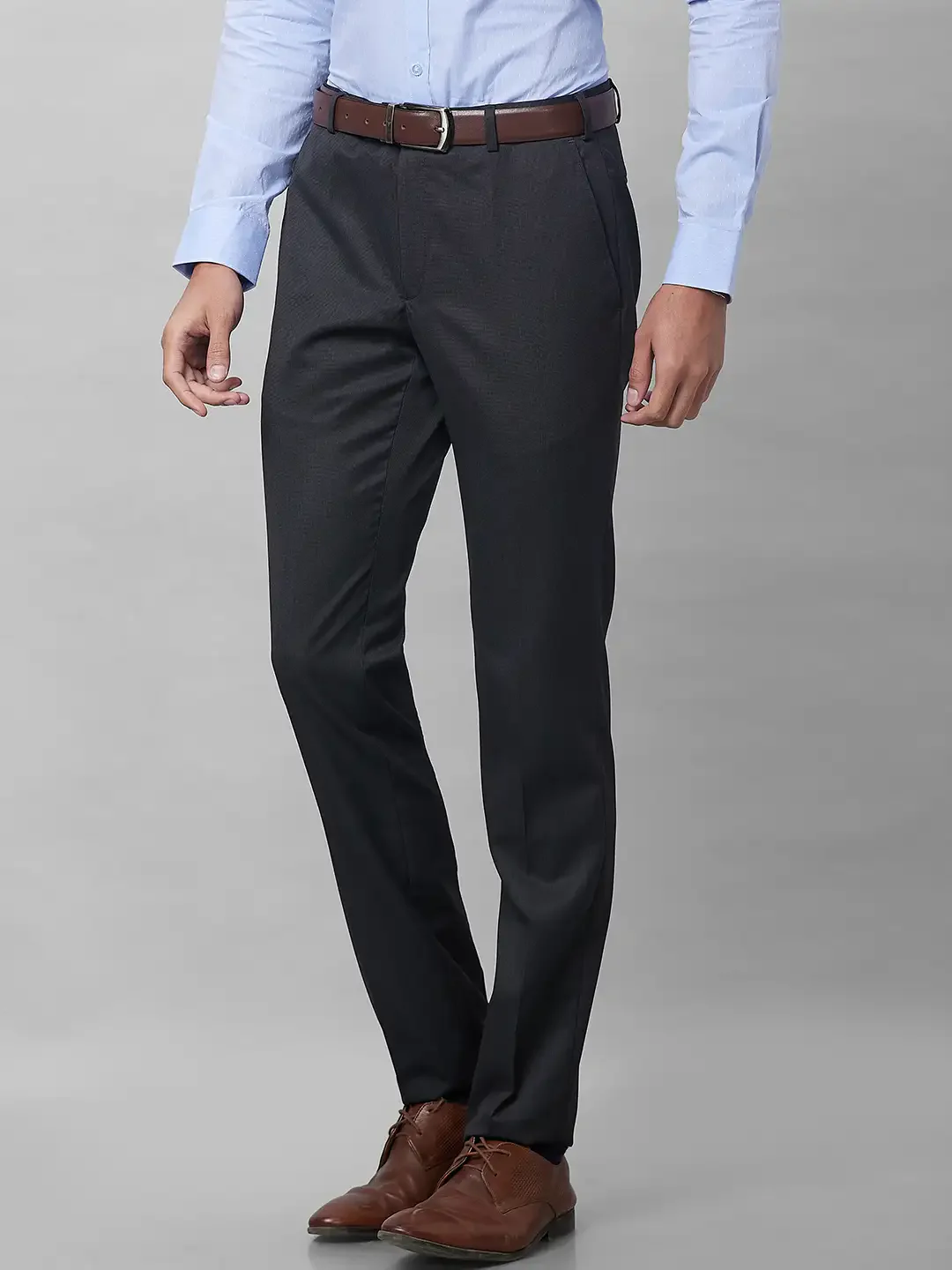 Raymond Men Grey Solid Slim Fit Polyester Blend Trouser - Image 3