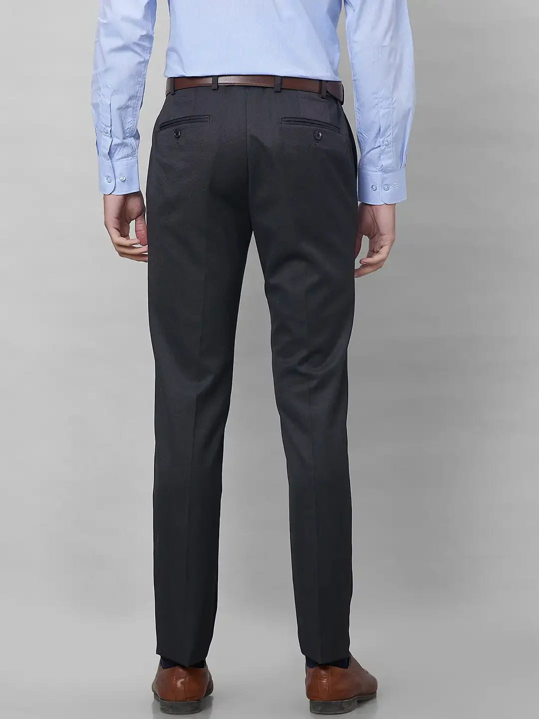 Raymond Men Grey Solid Slim Fit Polyester Blend Trouser - Image 5