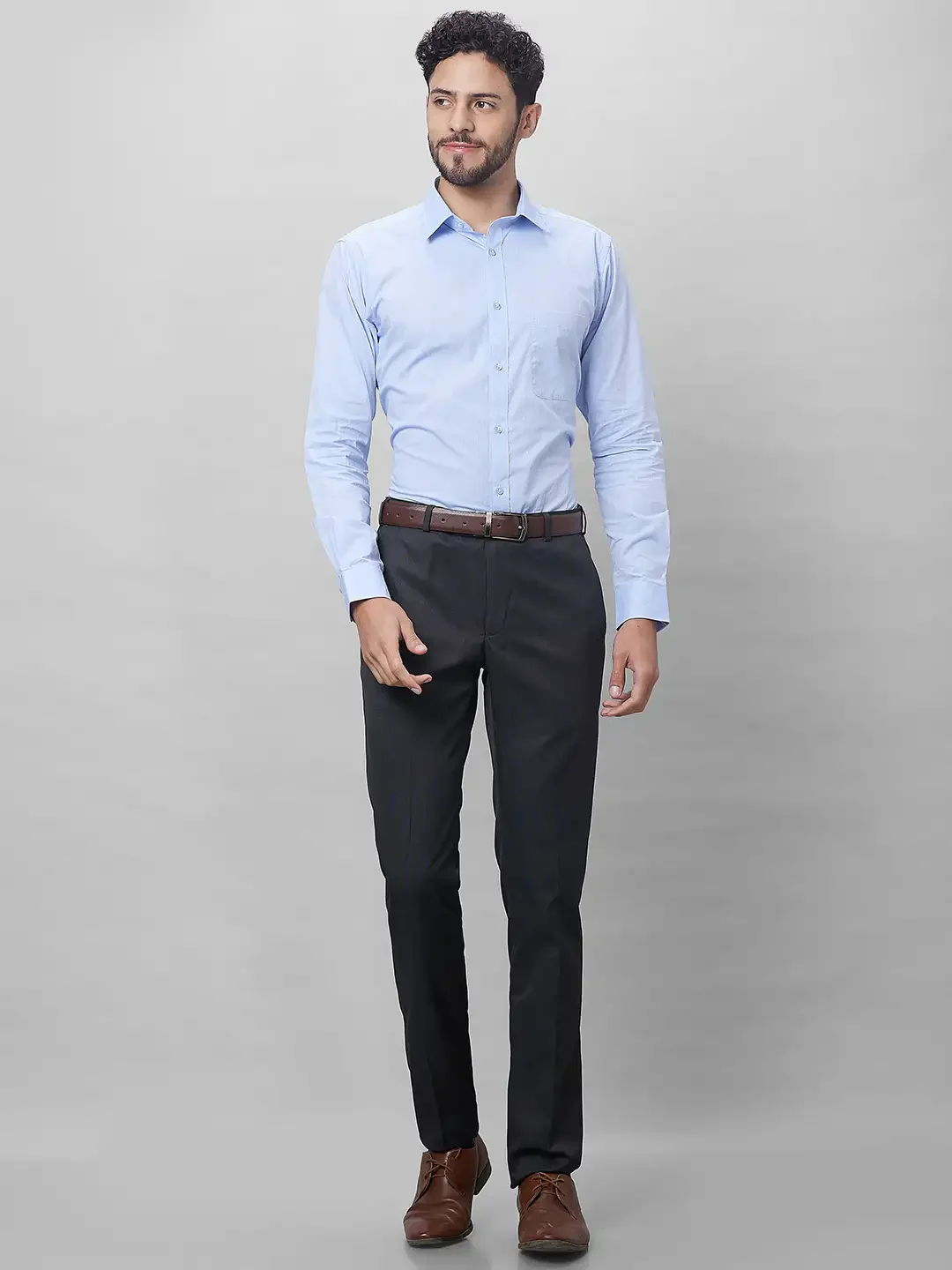 Raymond Men Grey Solid Slim Fit Polyester Blend Trouser - Image 6