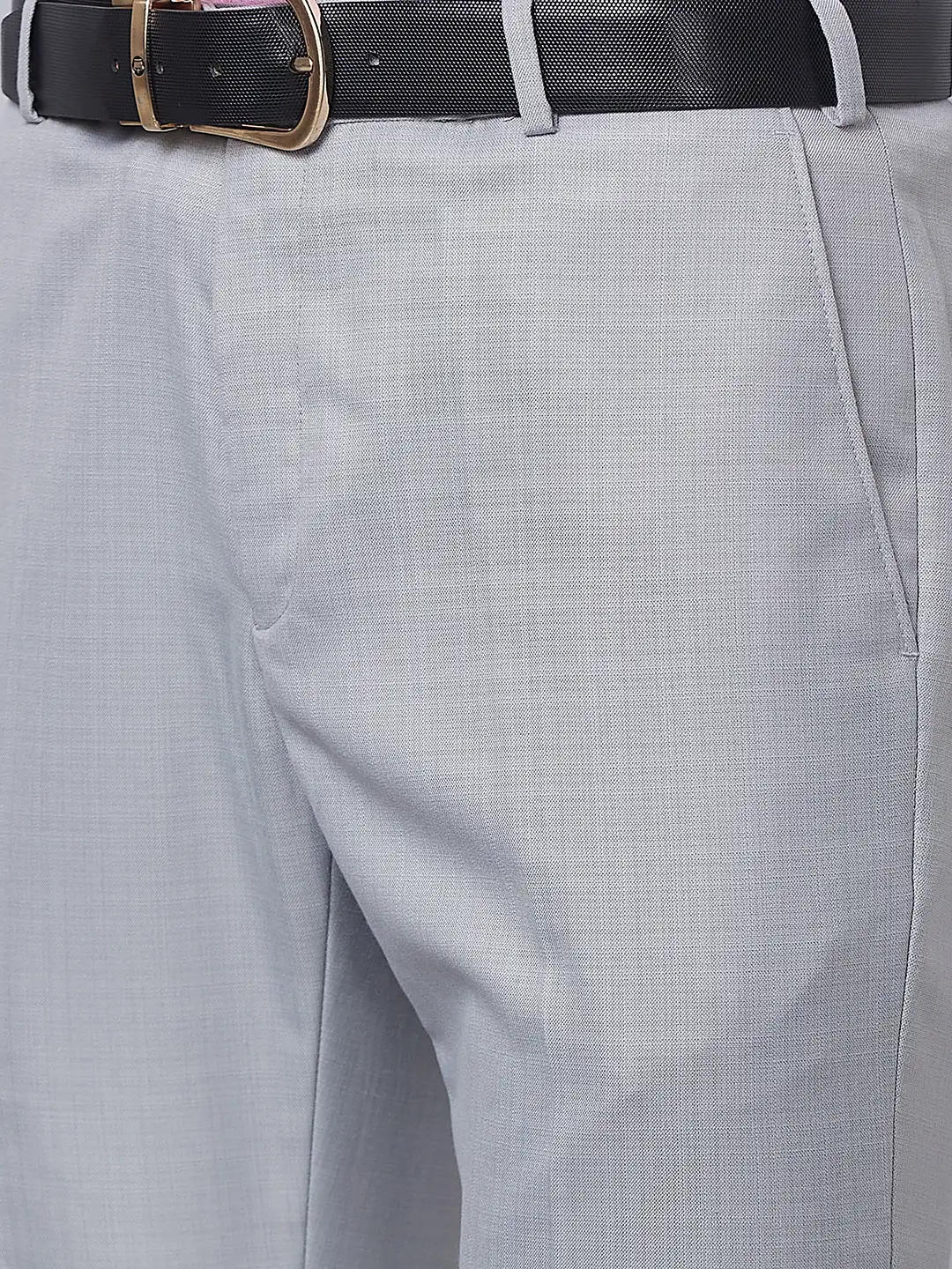 Raymond Men Grey Solid Slim Fit Polyester Blend Trouser - Image 6