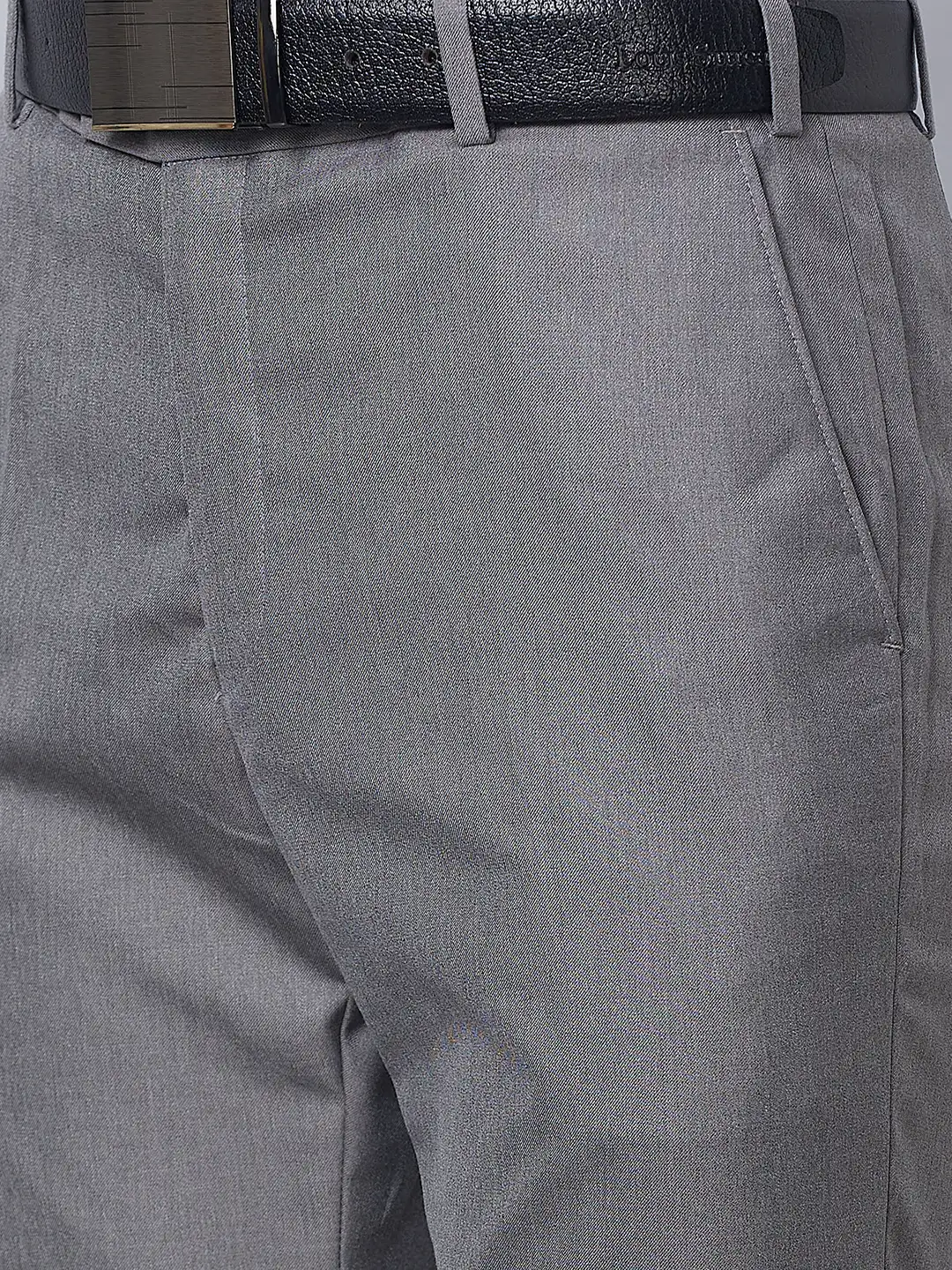 Raymond Men Grey Solid Slim Fit Polyester Blend Trouser - Image 6