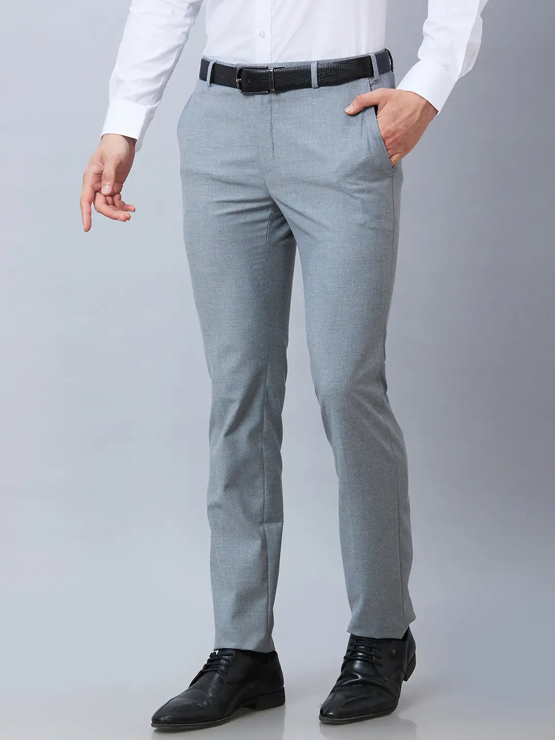 Raymond Men Grey Solid Slim Fit Polyester Blend Trouser - Image 3