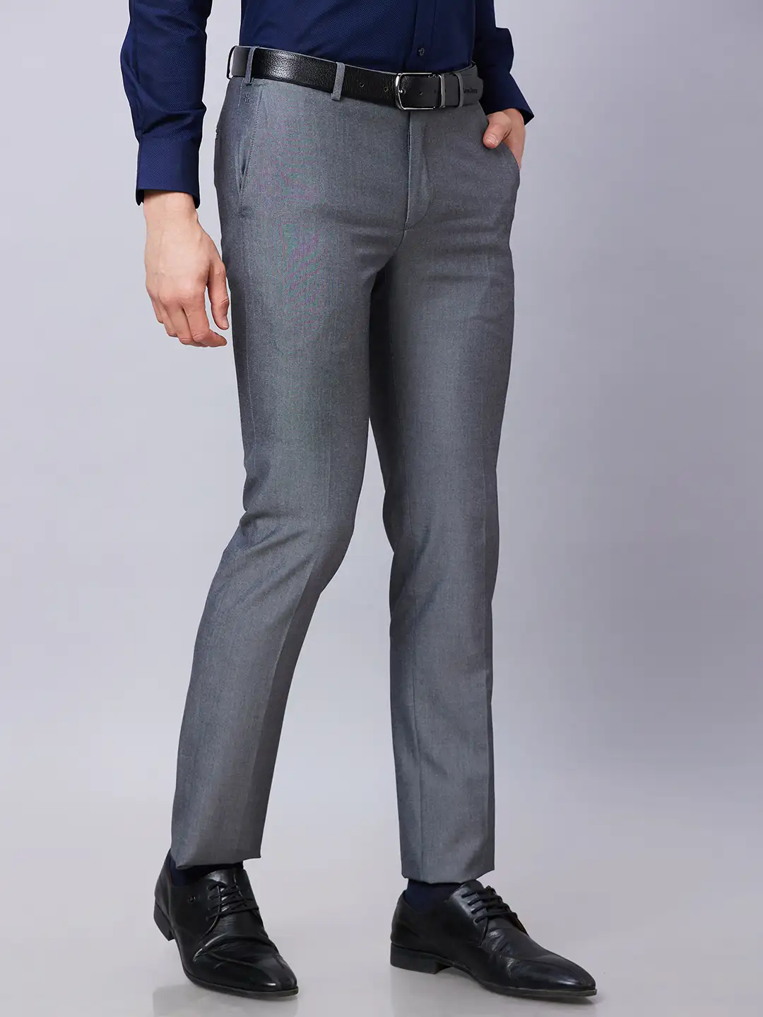 Raymond Men Grey Solid Slim Fit Polyester Blend Trouser - Image 2