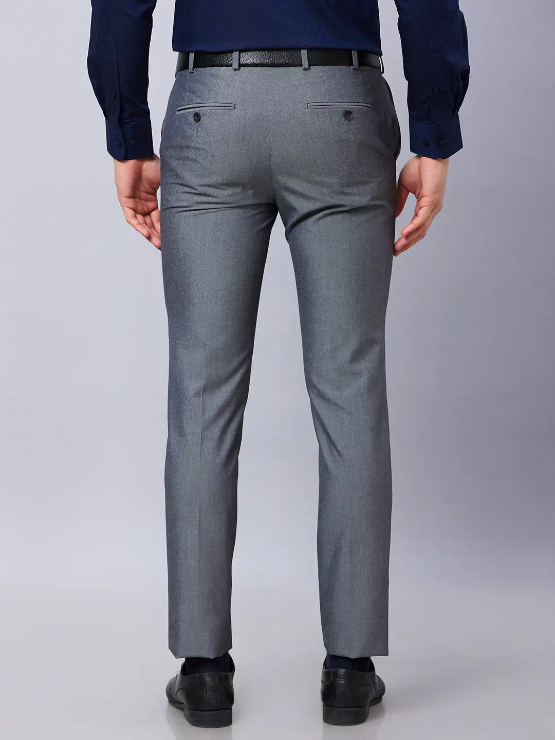Raymond Men Grey Solid Slim Fit Polyester Blend Trouser - Image 5