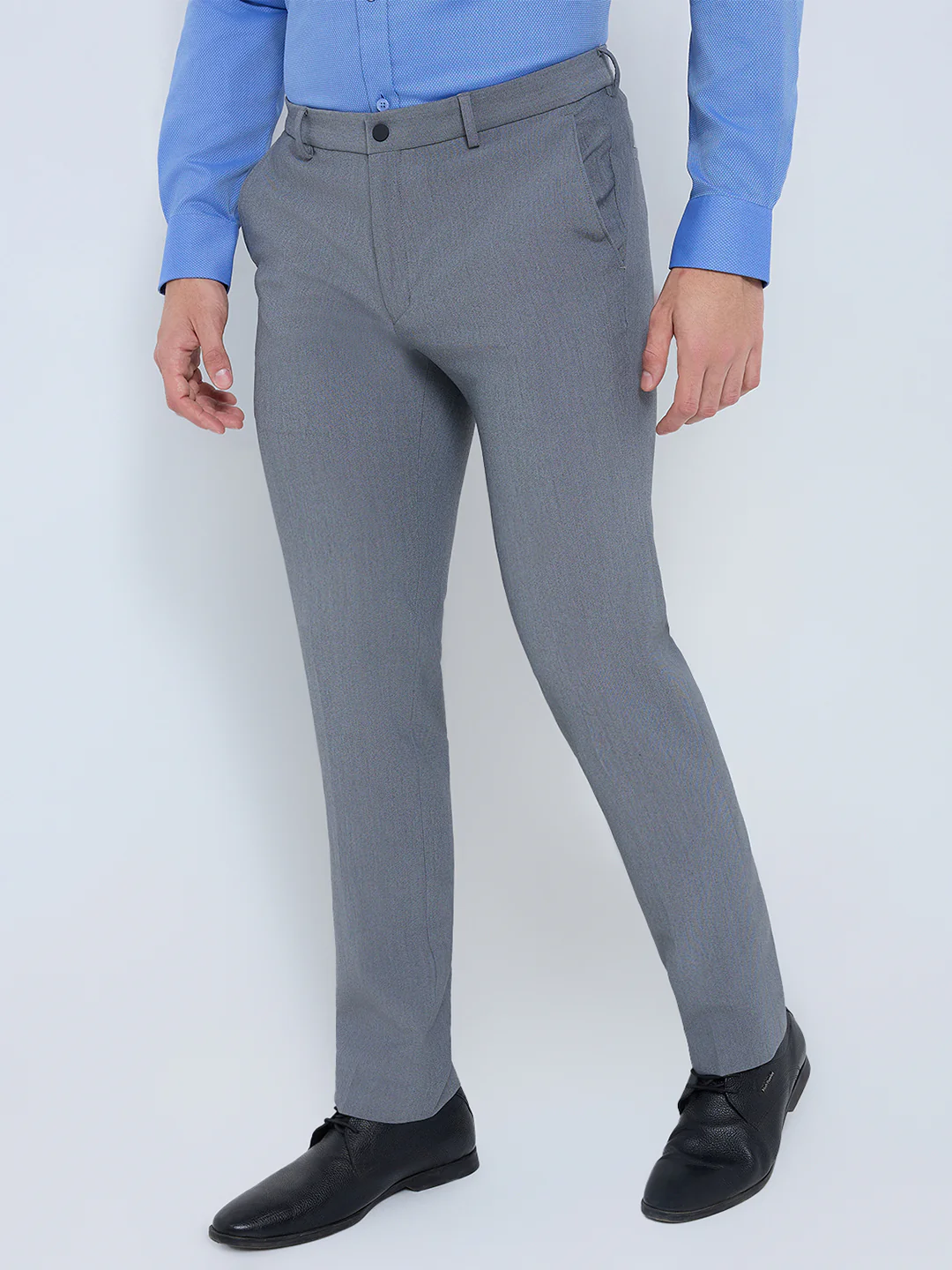 Raymond Men Grey Solid Slim Fit Polyester Blend Trouser - Image 2