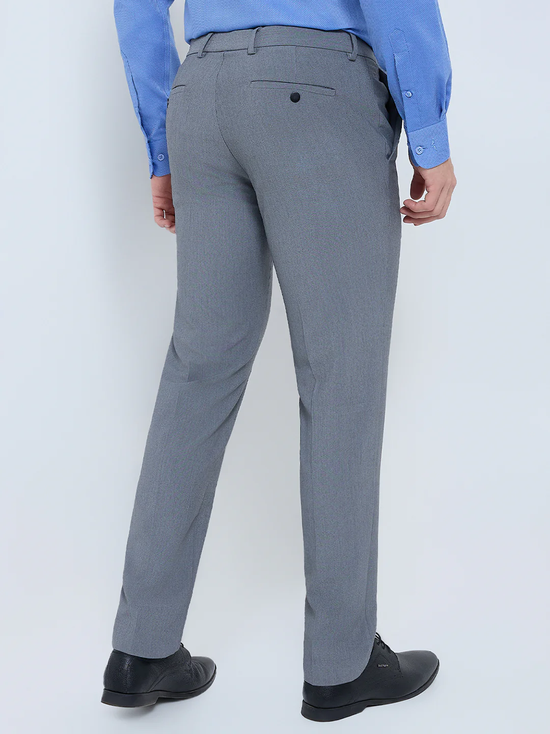 Raymond Men Grey Solid Slim Fit Polyester Blend Trouser - Image 4