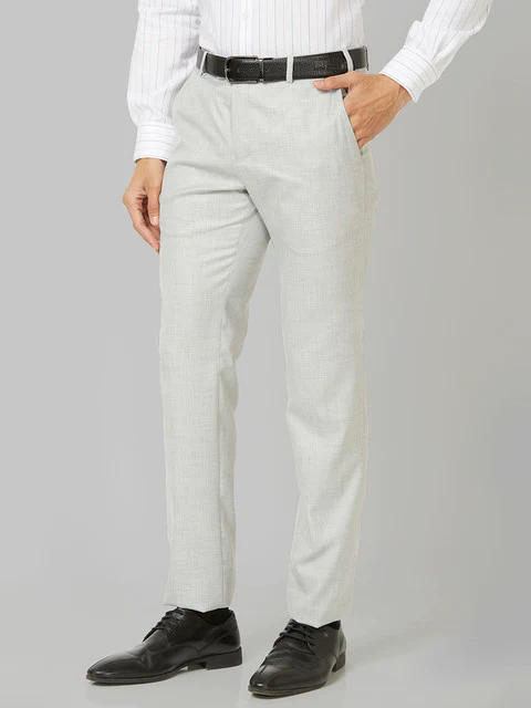 Raymond Men Grey Slim Fit Solid Trouser - Image 3