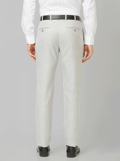 Raymond Men Grey Slim Fit Solid Trouser - Image 5