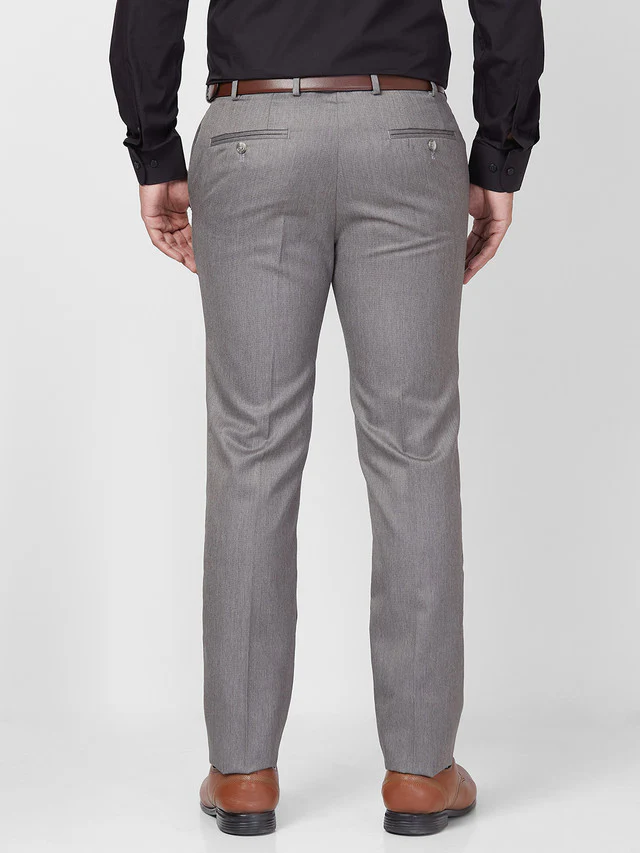 Raymond Men Grey Solid Slim Fit Polyester Blend Trouser - Image 4