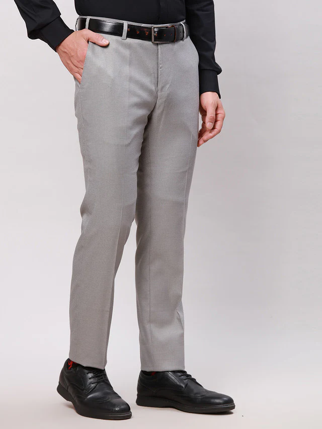 Raymond Men Grey Solid Slim Fit Polyester Blend Trouser - Image 2