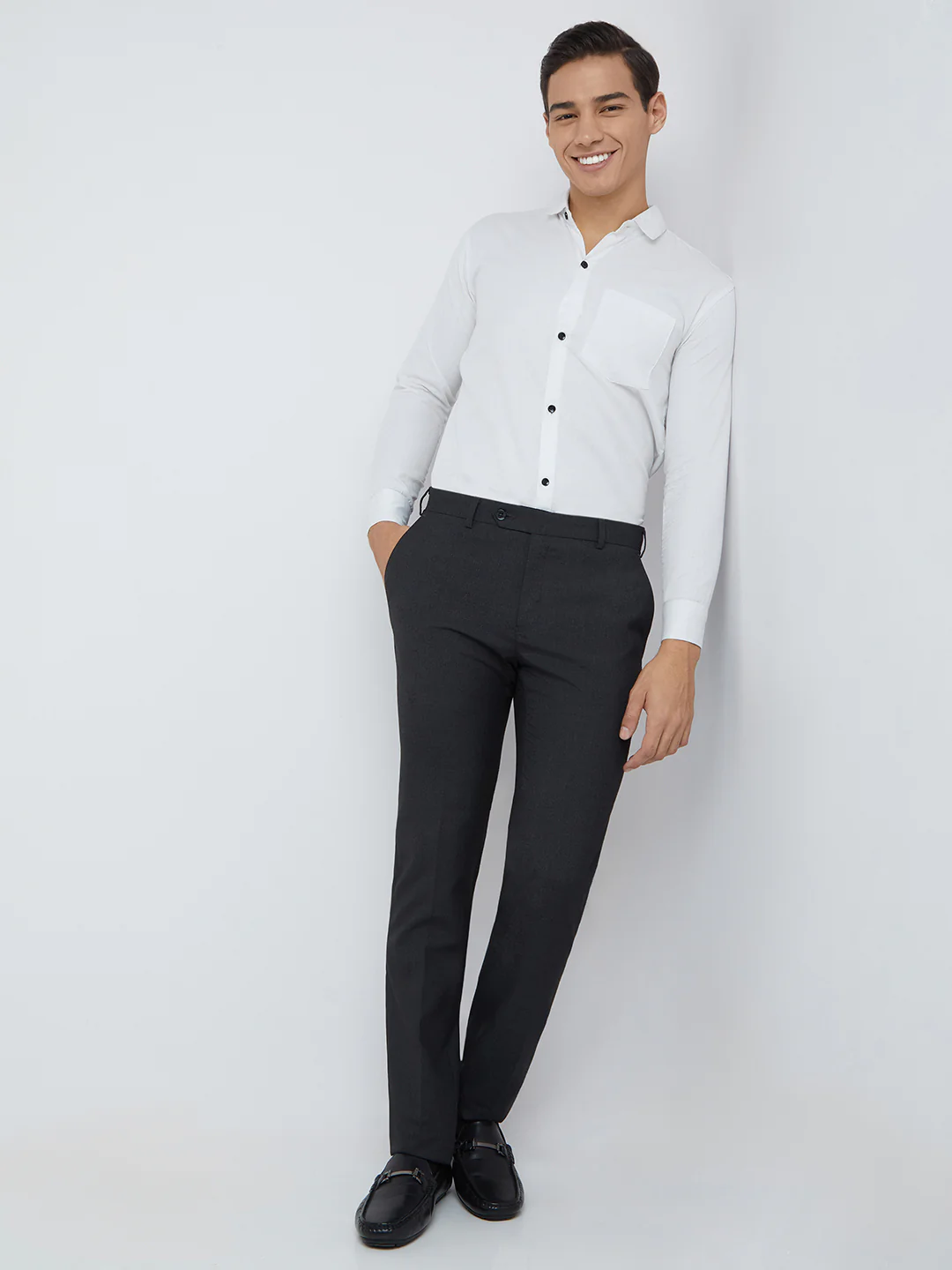 Raymond Men Grey Solid Slim Fit Polyester Blend Trouser - Image 2