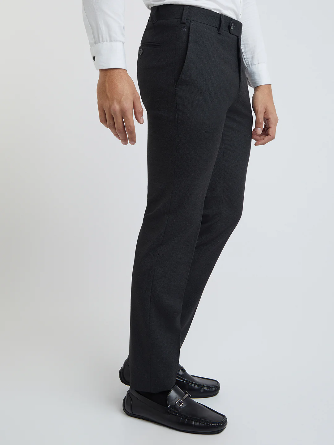 Raymond Men Grey Solid Slim Fit Polyester Blend Trouser - Image 3