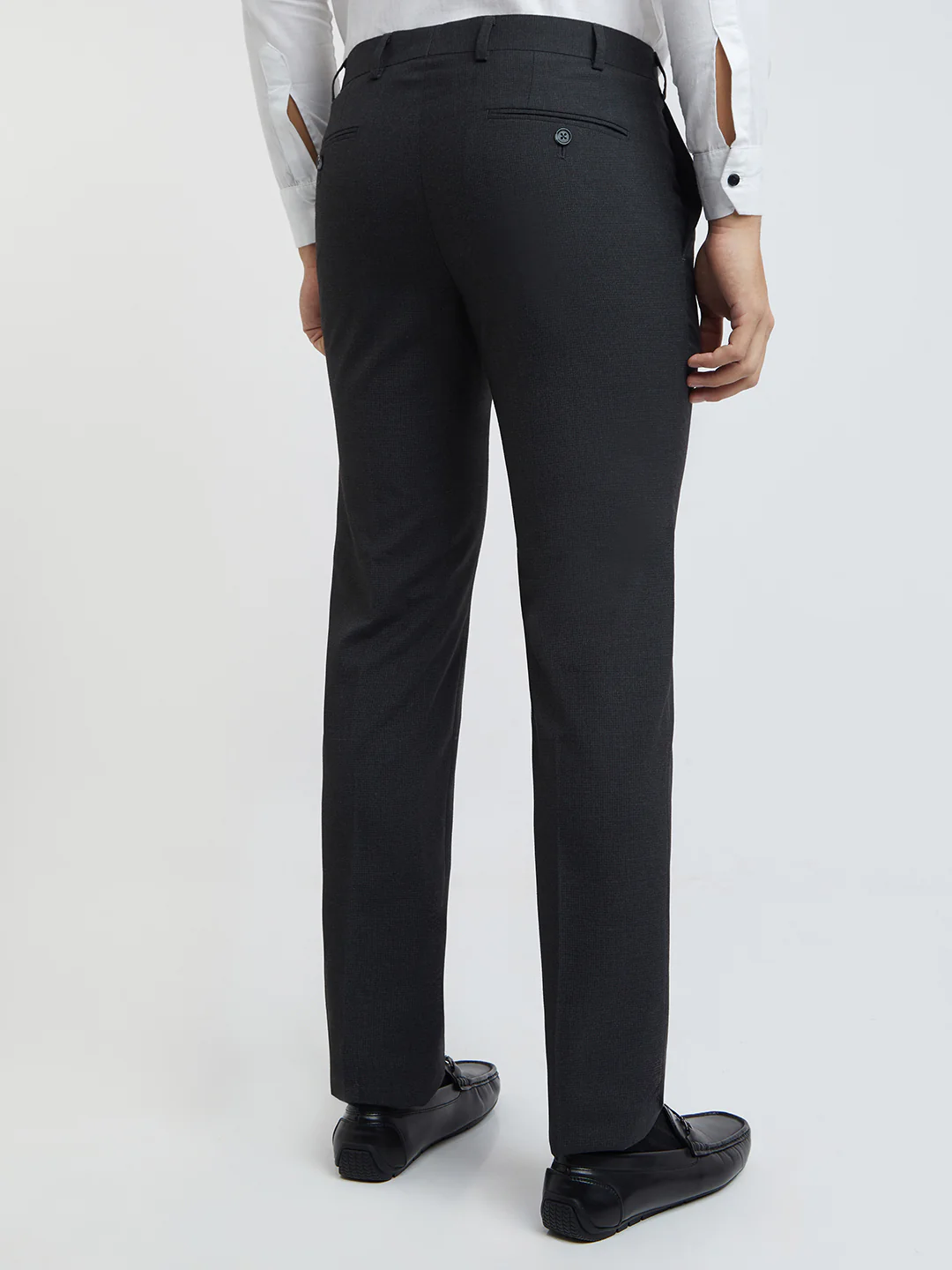 Raymond Men Grey Solid Slim Fit Polyester Blend Trouser - Image 5