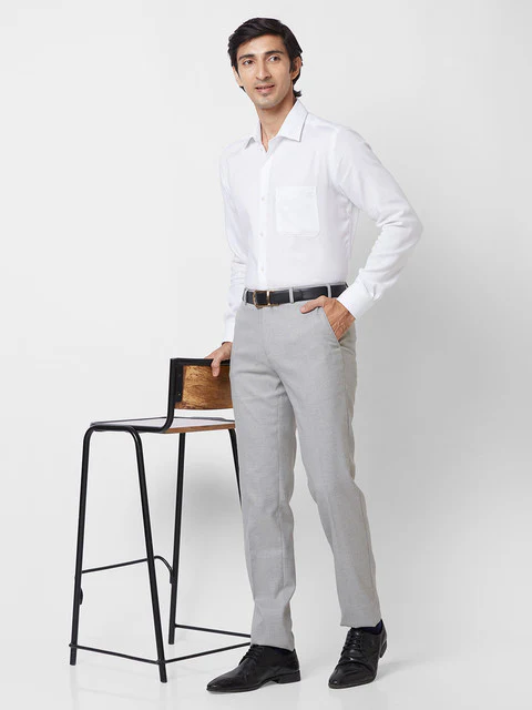 Raymond Men Grey Solid Slim Fit Polyester Blend Trouser - Image 5