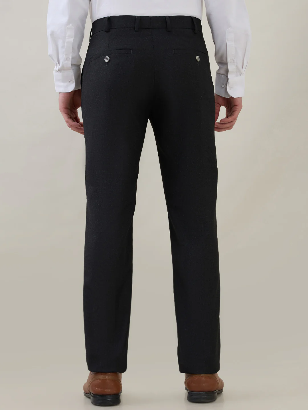Raymond Men Grey Solid Slim Fit Polyester Blend Trouser - Image 4
