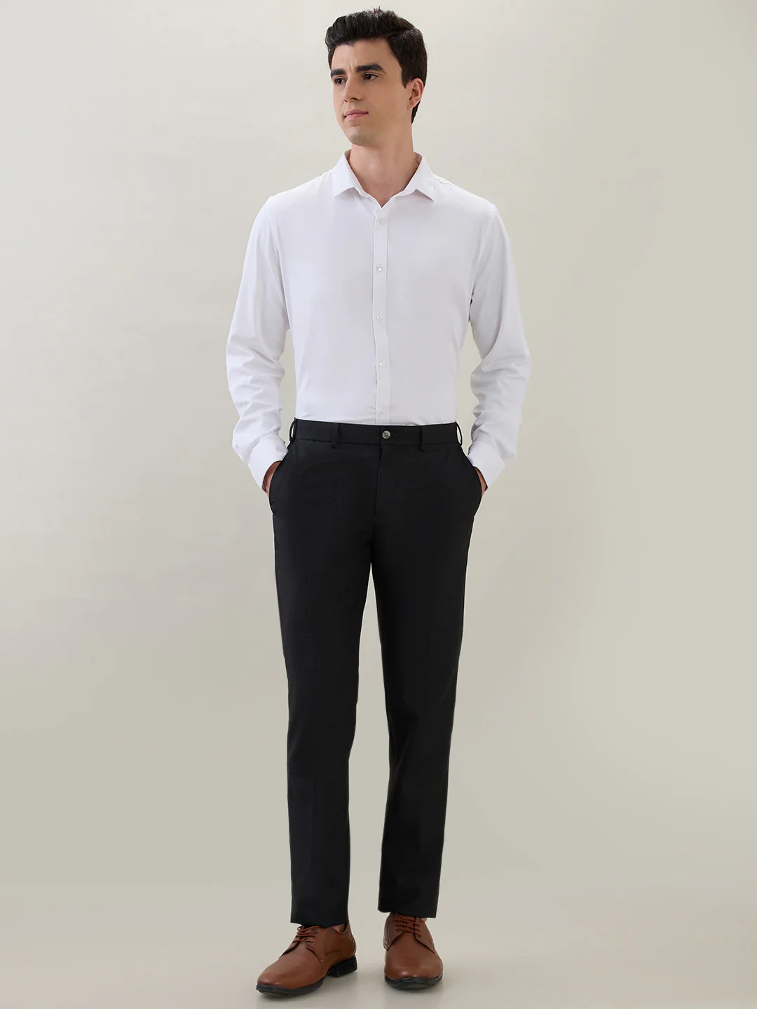 Raymond Men Grey Solid Slim Fit Polyester Blend Trouser - Image 5
