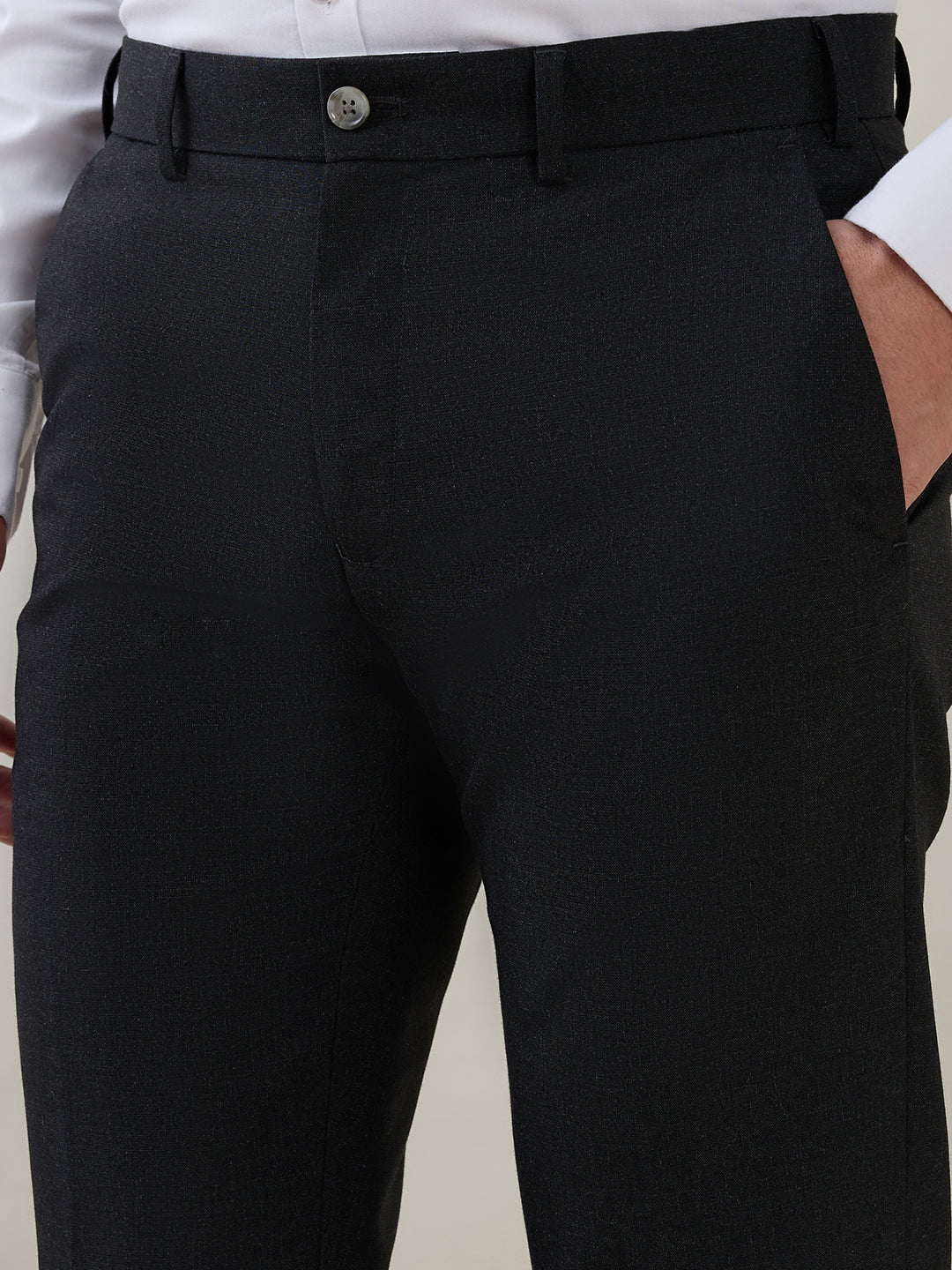 Raymond Men Grey Solid Slim Fit Polyester Blend Trouser - Image 6