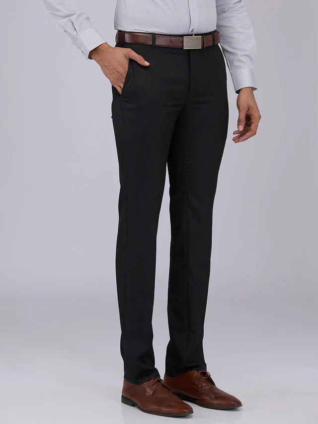 Raymond Men Grey Solid Slim Fit Polyester Blend Trouser - Image 2