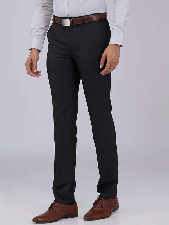 Raymond Men Grey Solid Slim Fit Polyester Blend Trouser - Image 3