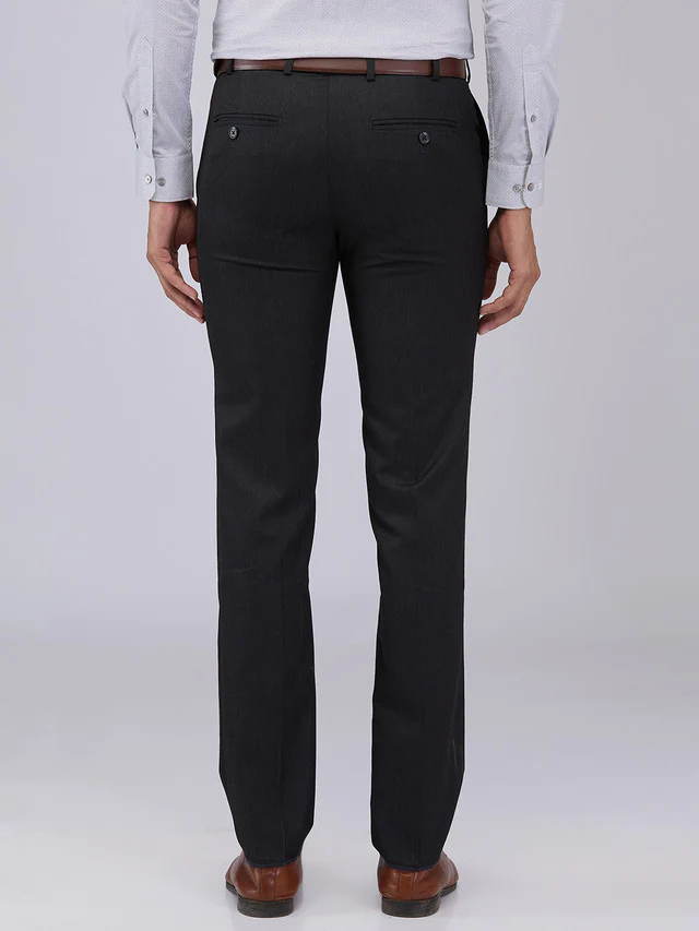 Raymond Men Grey Solid Slim Fit Polyester Blend Trouser - Image 4