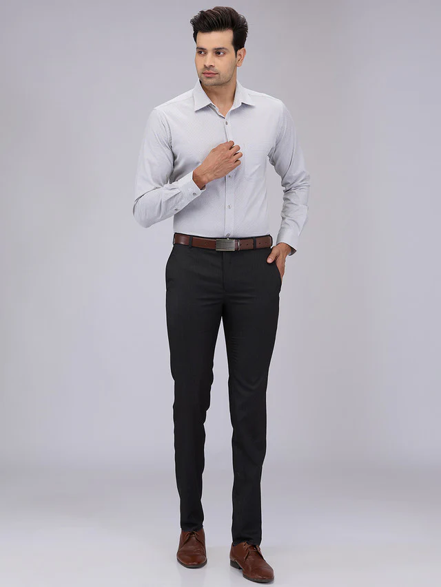 Raymond Men Grey Solid Slim Fit Polyester Blend Trouser - Image 5