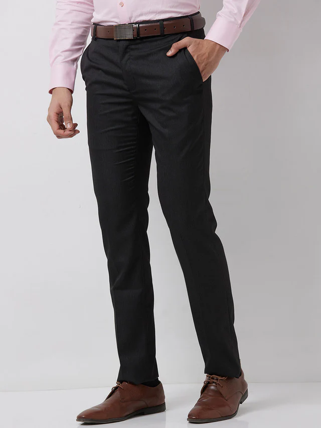 Raymond Men Grey Solid Slim Fit Polyester Blend Trouser - Image 3
