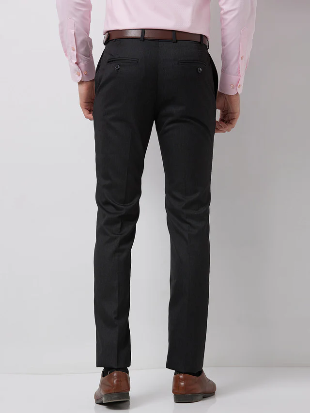Raymond Men Grey Solid Slim Fit Polyester Blend Trouser - Image 5