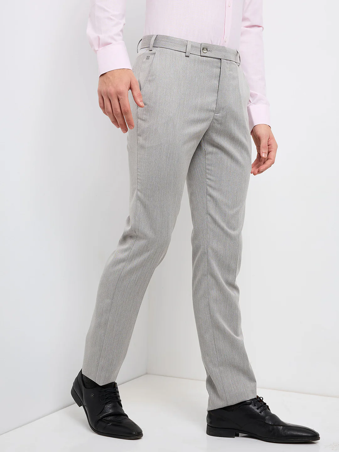 Raymond Men Grey Solid Slim Fit Polyester Blend Trouser - Image 2