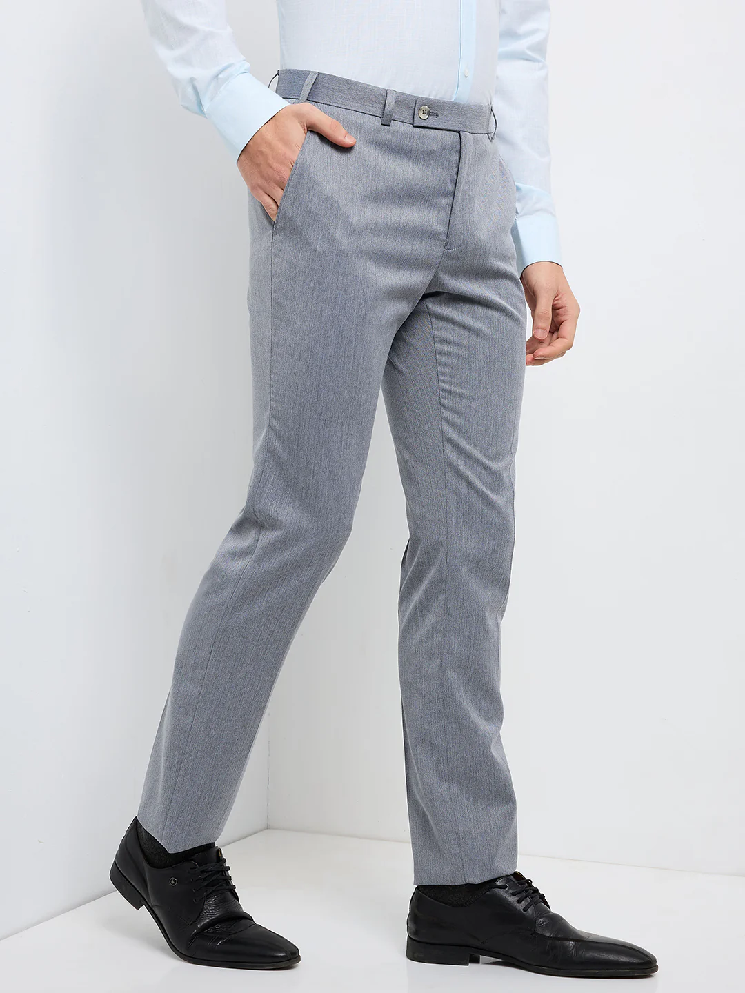 Raymond Men Grey Solid Slim Fit Polyester Blend Trouser - Image 2