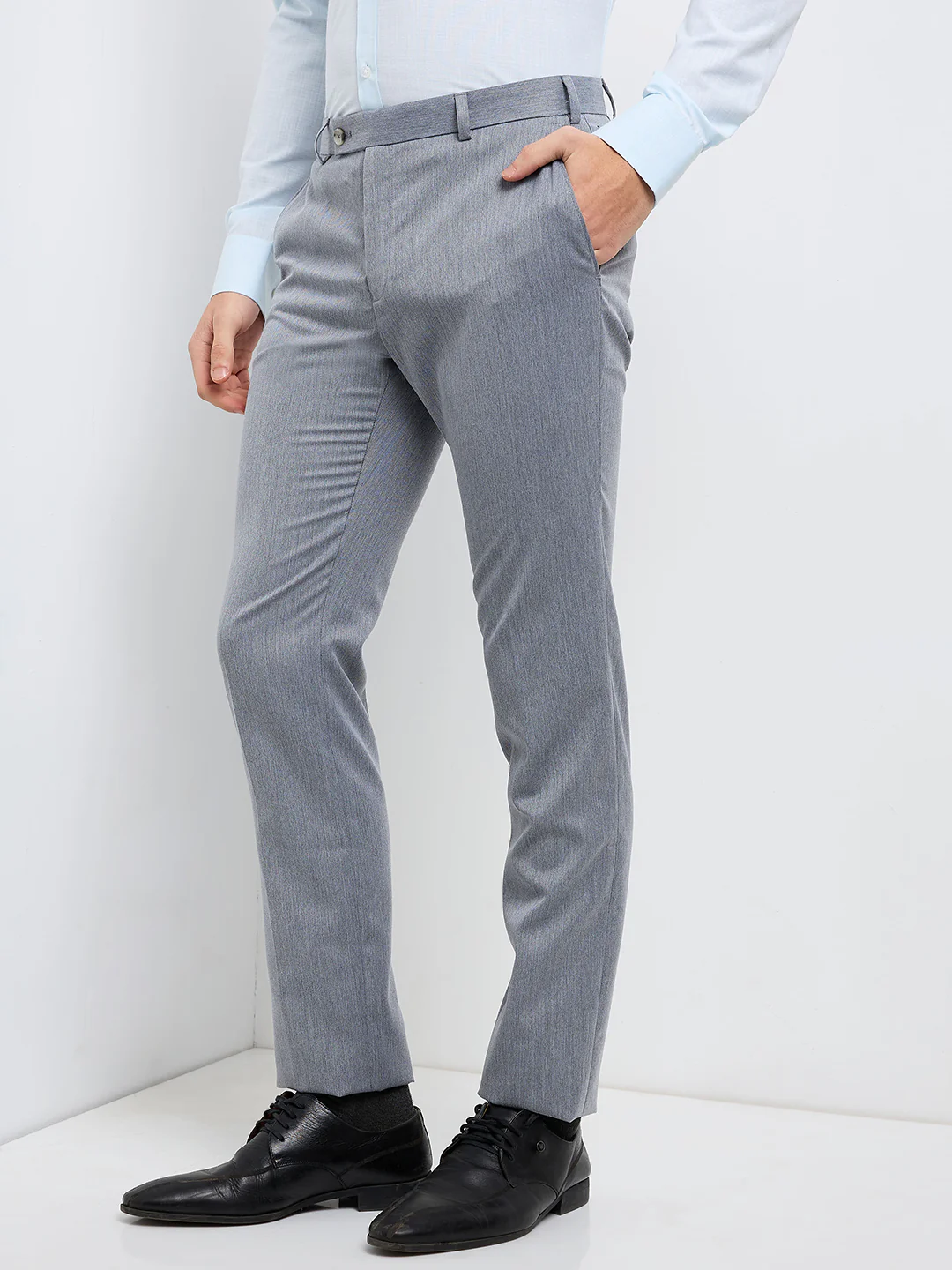 Raymond Men Grey Solid Slim Fit Polyester Blend Trouser - Image 3