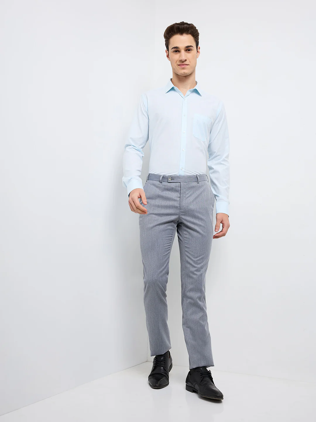 Raymond Men Grey Solid Slim Fit Polyester Blend Trouser - Image 5
