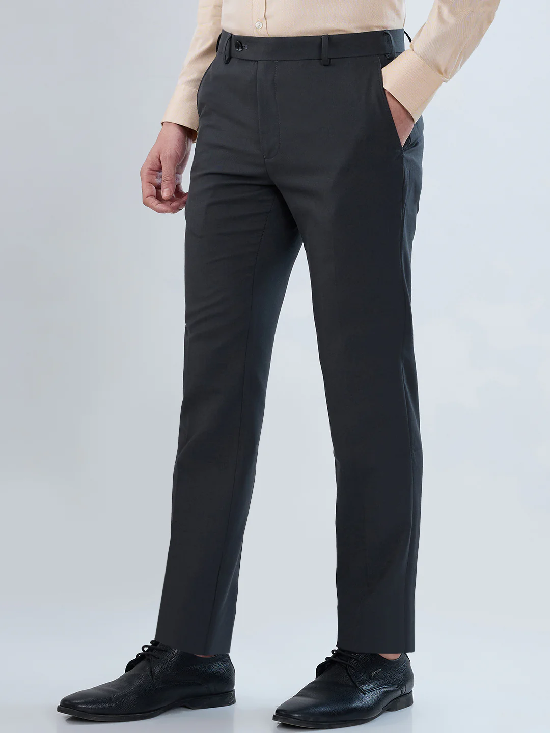 Raymond Men Grey Solid Slim Fit Polyester Blend Trouser - Image 3