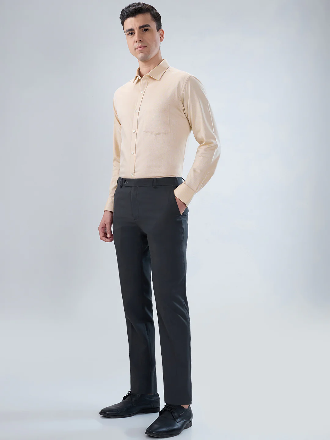 Raymond Men Grey Solid Slim Fit Polyester Blend Trouser - Image 5