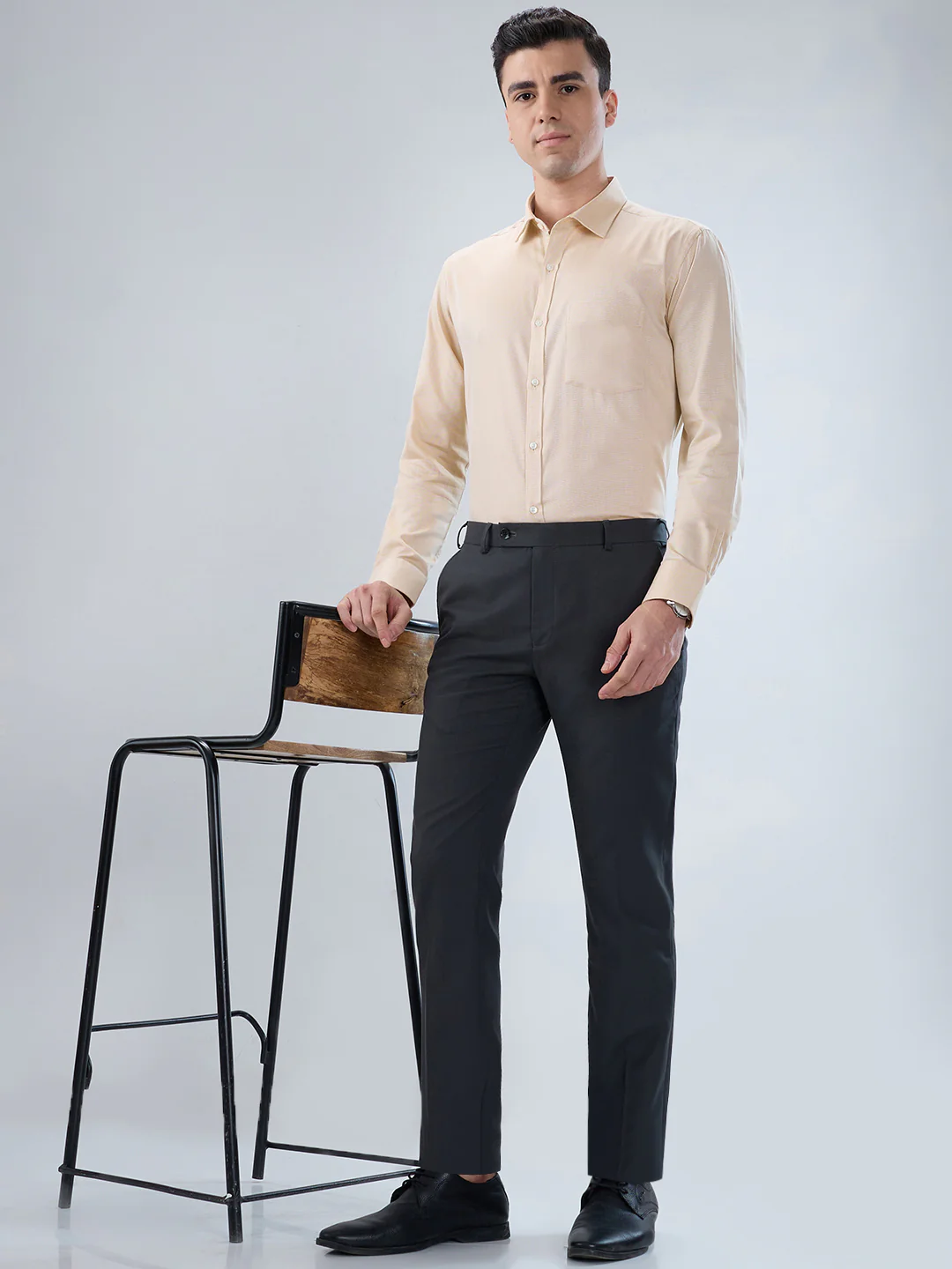 Raymond Men Grey Solid Slim Fit Polyester Blend Trouser - Image 7