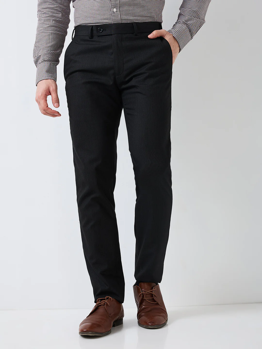 Raymond Men Grey Solid Slim Fit Polyester Blend Trouser