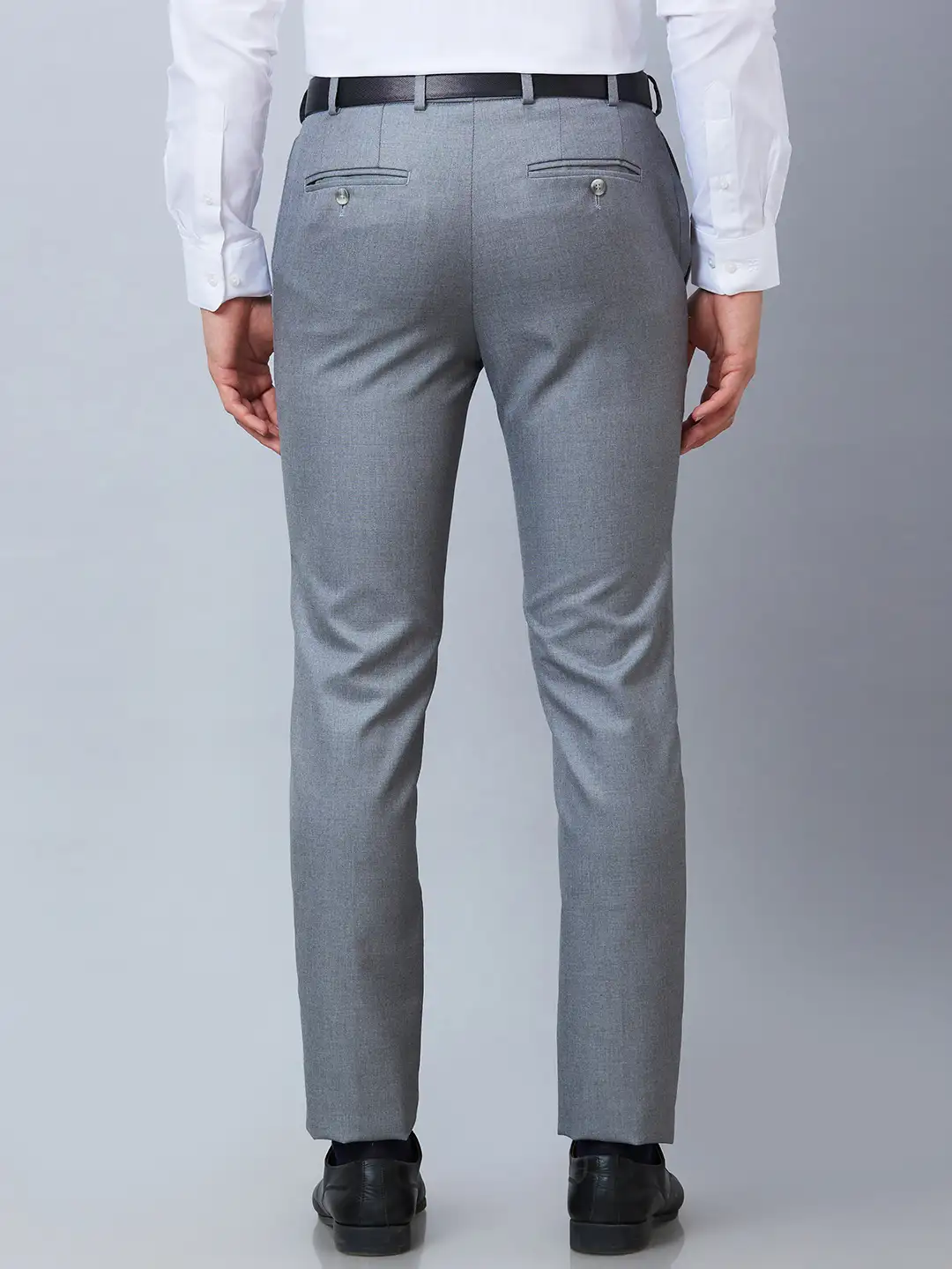 Raymond Men Grey Solid Slim Fit Polyester Blend Trousers - Image 5