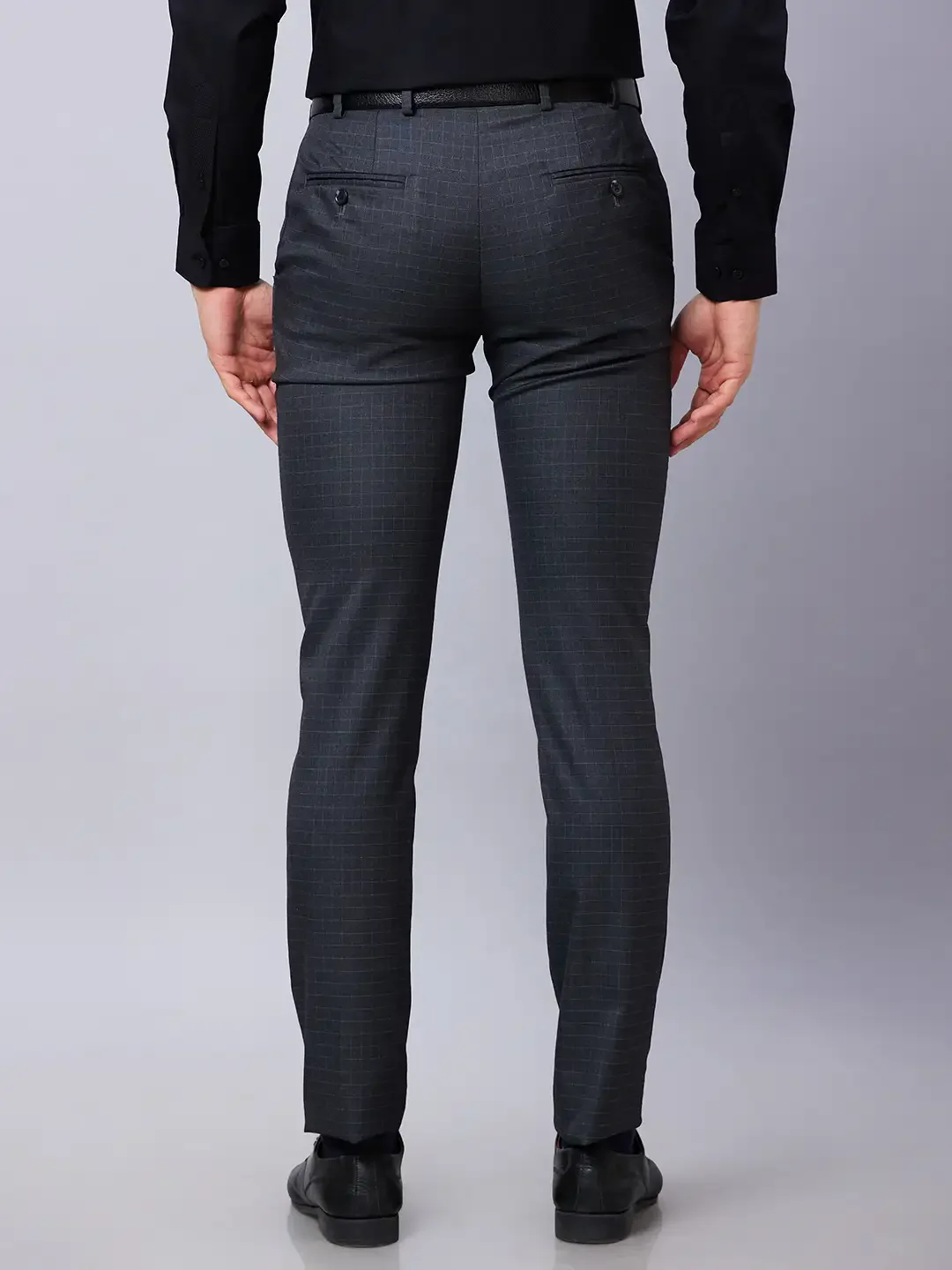 Raymond Men Grey Solid Slim Fit Polyester Blend Trousers - Image 4
