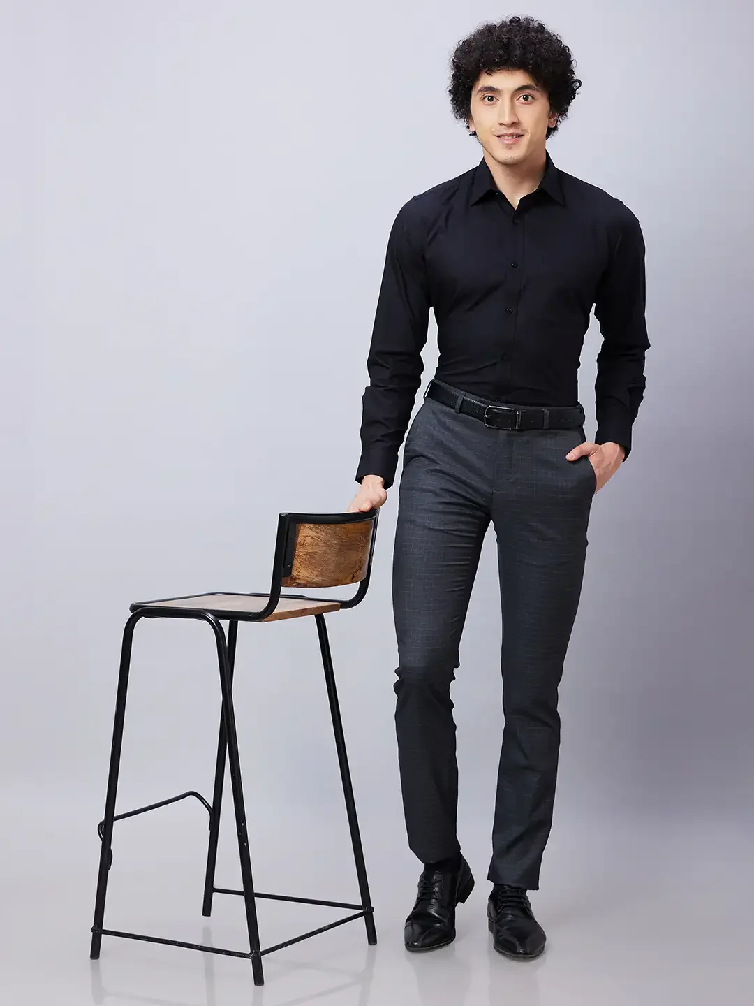 Raymond Men Grey Solid Slim Fit Polyester Blend Trousers - Image 5