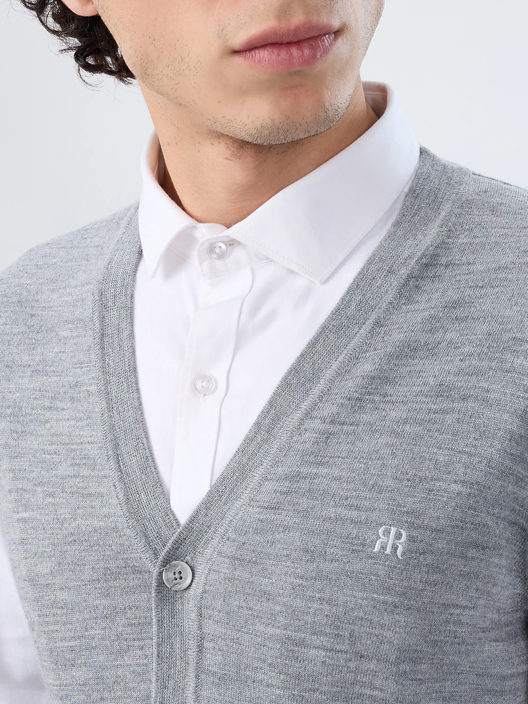 Raymond Men Grey Solid Smart Fit Marino Blend Sweatshirt - Image 6