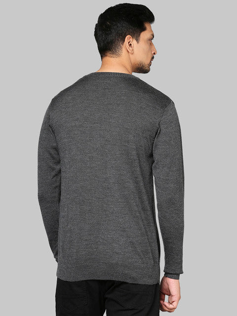 Raymond Men Grey Solid Wool Blend Sweater - Image 4