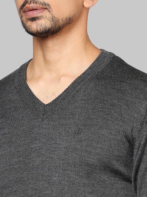 Raymond Men Grey Solid Wool Blend Sweater - Image 6