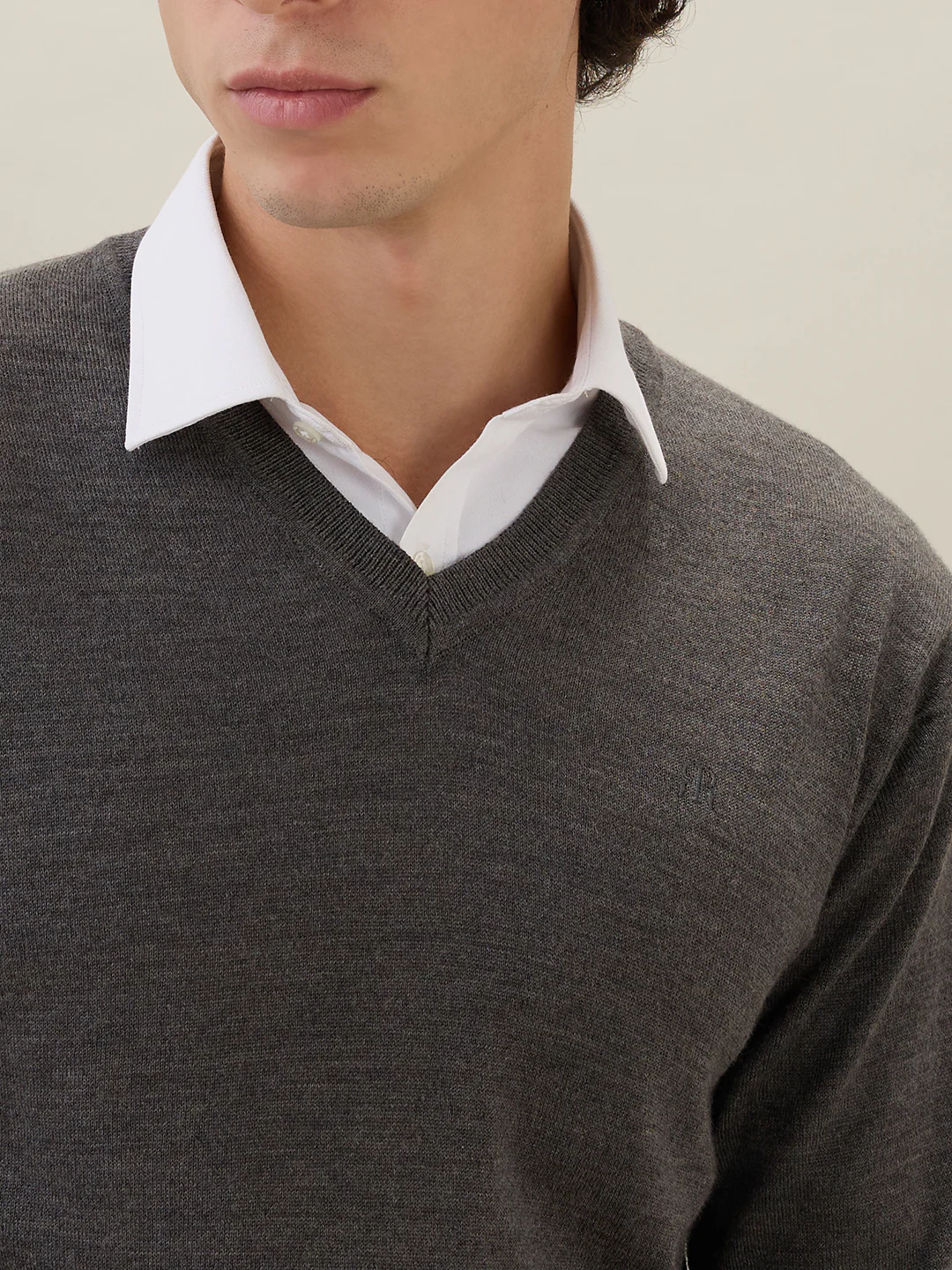 Raymond Men Grey Solid Wool Blend Sweatshirt - Image 6