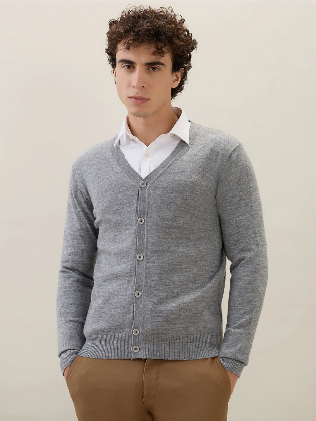 Raymond Men Grey Solid Wool Blend Sweatshirt