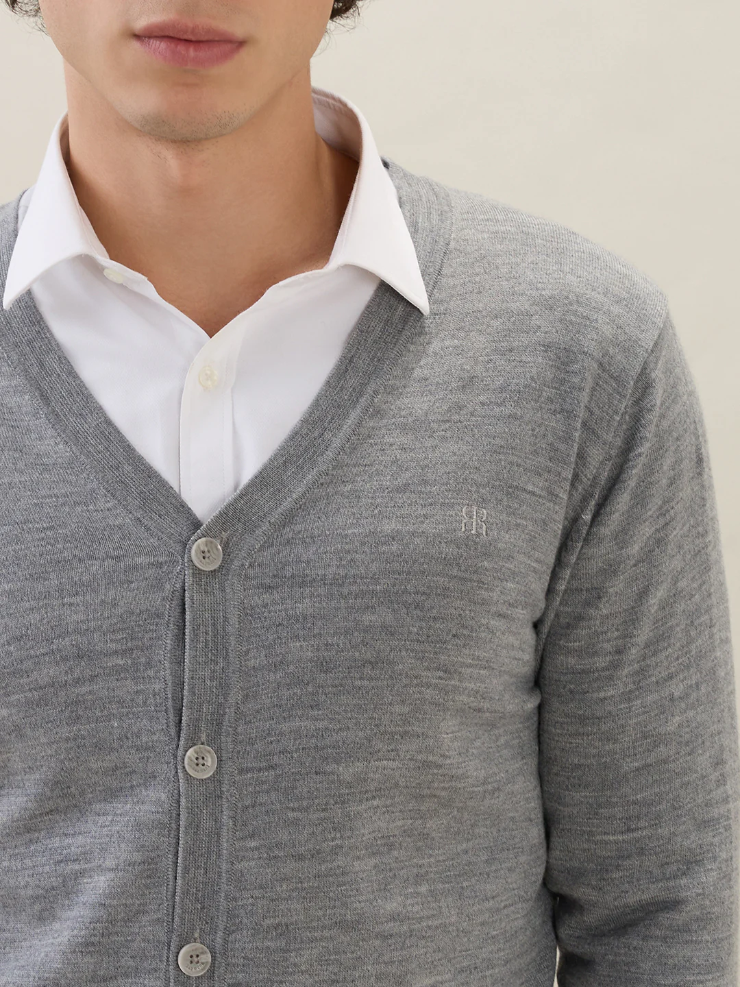 Raymond Men Grey Solid Wool Blend Sweatshirt - Image 6